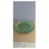 11" Indiana Glass Iridescent Green Hobnail Egg