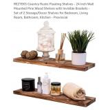 NEW Set of 2 - 24" Rustic Floating Shelves, Burnt