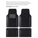 Two-Tone Carpet Floor Mats w/ Faux Leather