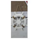 White Wooden Ship Wheel Wall Decor, Approx