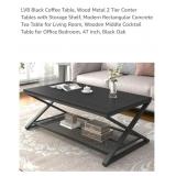 NEW 47" -  2 Tier Black Coffee Table, Wood &