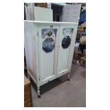 Vintage Wood 2 Door Wardrobe on Rollers 37"wide