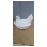 Milk Glass Hen on Nest
