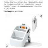 New- Toddler Step Stool, White & Grey, Foldable 2