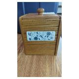 Oak Wood Canister with Cotton Balls