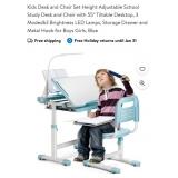 NEW Kids Desk & Chair Set w/ LED Lamp, Height