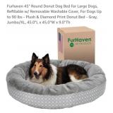 NEW 45" Round Donut Dog Bed, Jumbo/XL, 45"L x