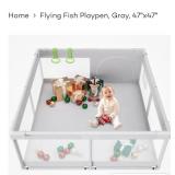 NEW 47" x 47" Baby Playpen, Light Grey