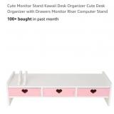 NEW Monitor Stand/Desk Organizer w/ Drawers, Pink