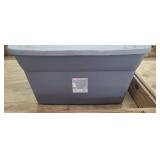 Sterilite 30 Gal Tote w/ Lid, Grey *used