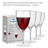 NEW 8 Ct Wine Glasses, 8 oz. Clear Hard Plastic,