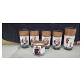 Norman Rockwell Drinkware, 6 Glasses, used
