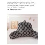 NEW Checkered Reading Pillow w/ Arms, Dark Grey,