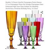 NEW 12 Pcs 5.7 oz Champagne Flutes Set, Vintage