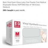 NEW Size Medium Basic Vinyl Exam Gloves, Latex