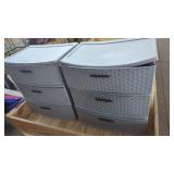 (2) 3 Drawer plastic Cabinets 22" Wide. 15"