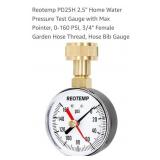 (New) 2.5" Home Water Pressure Test Gauge