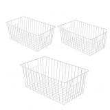 Set of 3 Wire Storage Organizer Baskets, w/