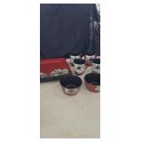 10 Pc Elama Stoneware Dinnerware, Red w/ White