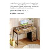 39" Gaming Desk w/ 6 Drawers & Power Outlet,