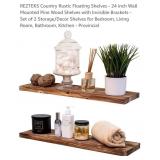 NEW Set of 2 - 24" Rustic Floating Shelves