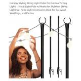 NEW 2 Pk String Light Poles For Outdoor Lights,