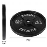 NEW 45 lb Cast Iron Weight Plate, Black