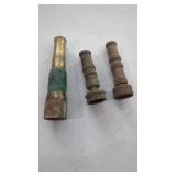 3 Vintage Brass Water Hose Nozzles
