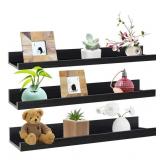 Set of 3 - 24" Shelves w/ Ledge, Wall Mounted,