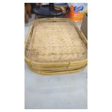 Lot of (6) Mid-century Woven Bamboo Tiki Bar