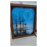Ship Wall Clock Wood Frame 17" x 21"