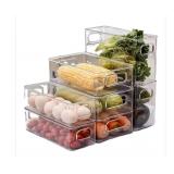 NEW 7 Pc Fridge Organizers, Clear, Stackable