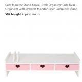 NEW Monitor Stand/Organizer w/ Drawers, Pink &