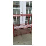 3 Tier Wire Shelving, Red, 16"D x 39.15"T x