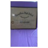 1920 Carrollton High School Diploma Framed   16"