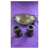 Ornate Baroque Silver Plate Candle Holders &