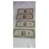 (4) Red Seal $2 bills