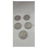 (5) Franklin Half Dollars ($2.50 face value)