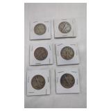6  Walking Liberty Half Dollars. ($3.00 Face
