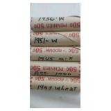 5 Rolls Wheat Pennies (250 coins)