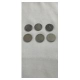 (6) Old Shield & V  Nickels