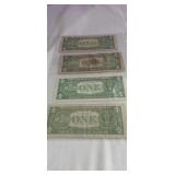 (4) Blue Seal $1 Silver Certificates  1935 & 1957