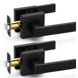 2 Pack Matte Black Door Handles Privacy Door
