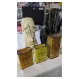 Vintage Tins, Bottle & Clay PCs & Basket