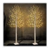 2 Pk - 6ft LED Lighted Birch Trees,