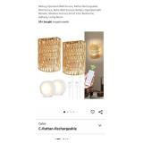 Set of 2 Rattan Wall Sconces w/ Remote, Battery