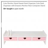 NEW Monitor Stand/Organizer w/ Drawers, Pink &
