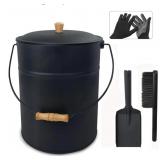 New Ash Bucket with Lid and Shovel, 4 Gallon
