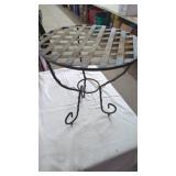 Vintage Round Metal Plant Table. 14" Round 16"