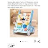 NEW Wooden Baby Walker Push & Pull Learning
